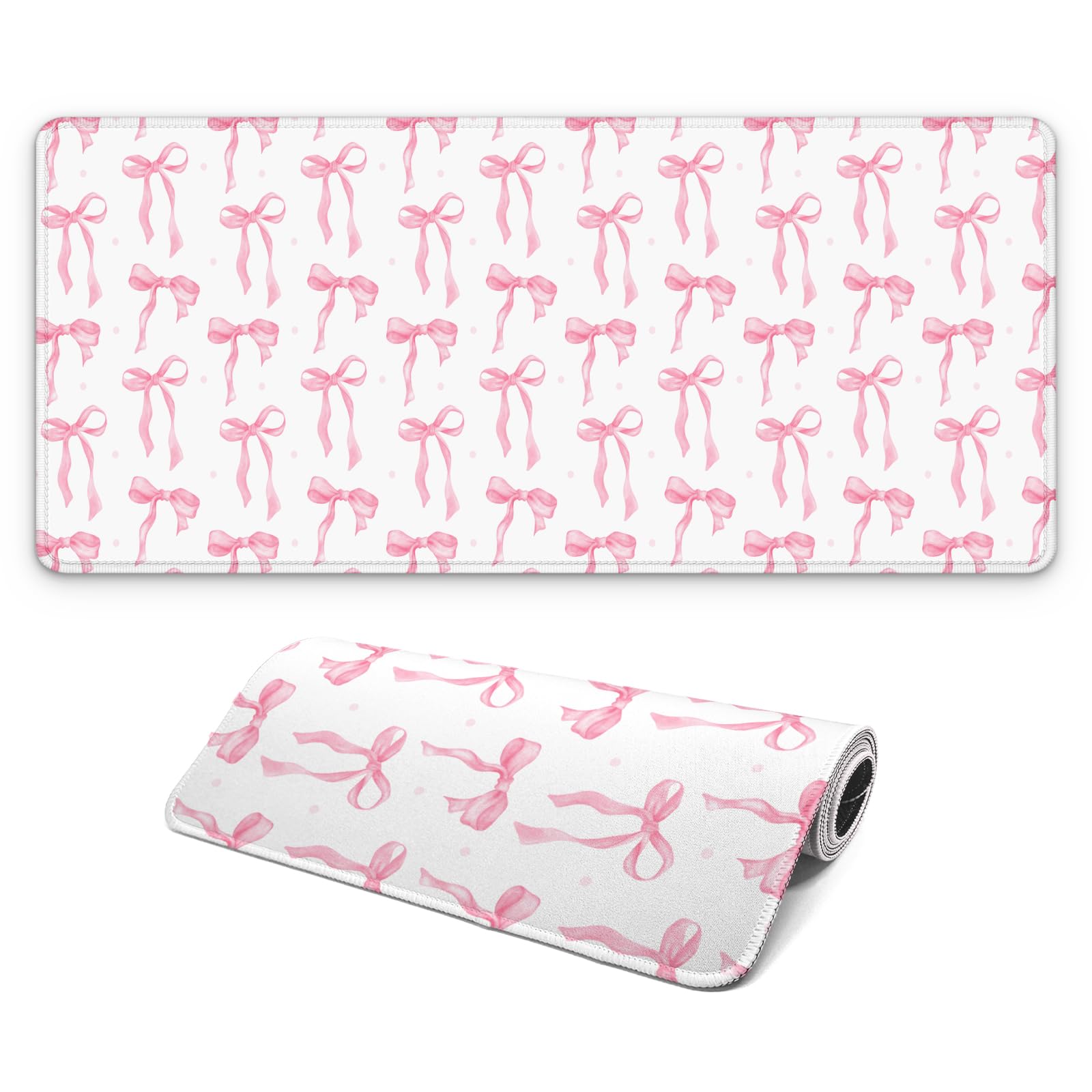 FTSYAD Large Computer Mouse Pad with Non-Slip Base for Desktop, Cute Gaming Mouse Mat with Stitched Edges, Long Extended Anime Mousepad for Laptop,