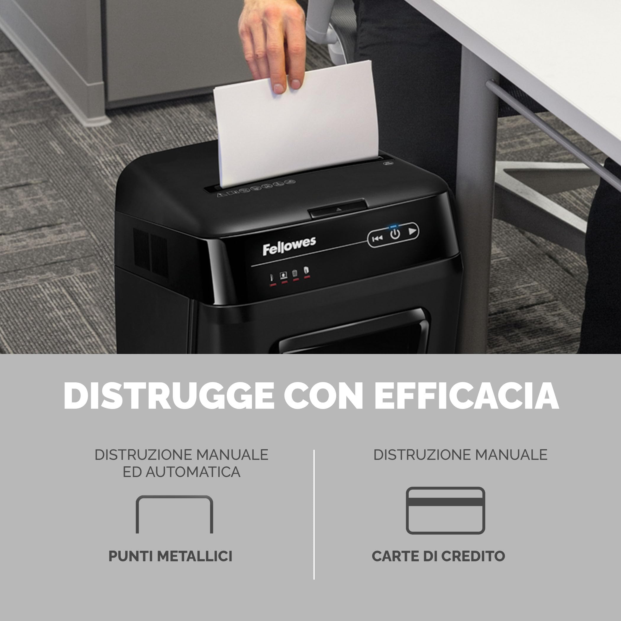 Fellowes Distruggi Documenti Automatico AutoMax 200M, a Microframmento, 200 Fogli, per Uso a Casa o in Ufficio