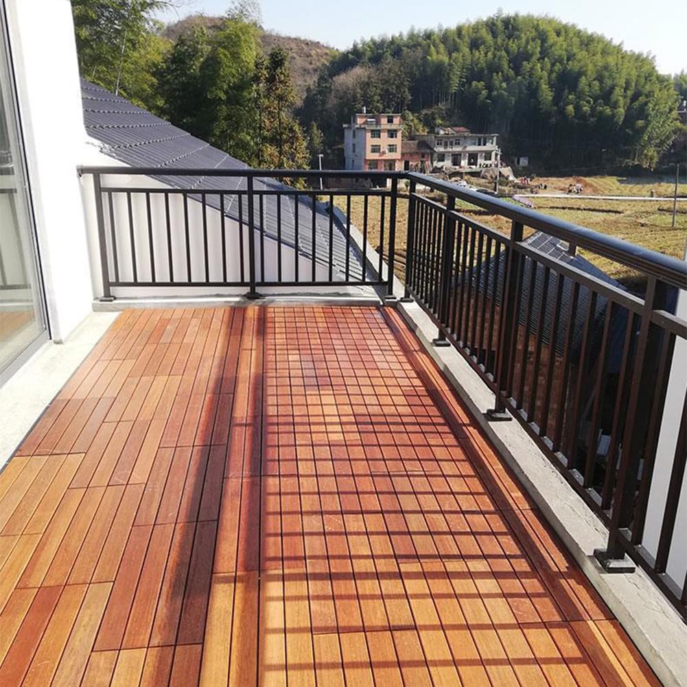 Baldosas Exterior Suelo, WPC Entrelazadas Baldosas, Azulejos de Click para Terraza Fáciles de Colocar, para Jardín Terraza Balcón Césped 30x60x2.3cm C 6PCS
