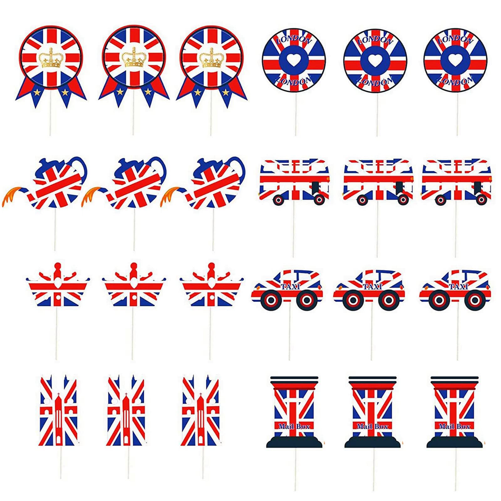 Buy Kings Coronation Decorations Cake Toppers Cocktail Sticks,24P Union