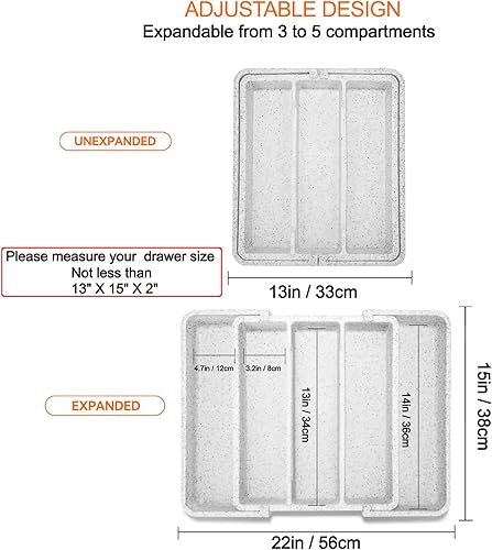 Miniatura 2 de Organizador de Cubiertos Expandible Extra Grande, Organizador de Cubiertos y Vajilla sin BPA Apto para Alimentos, Organizador de Cajón de Utensilios