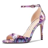 Castamere Womens High Stiletto Heel Round Open Toe Ankle Strap Dress Sandals Party Casual Patent Leather Shoes 3.9 Inches Heels