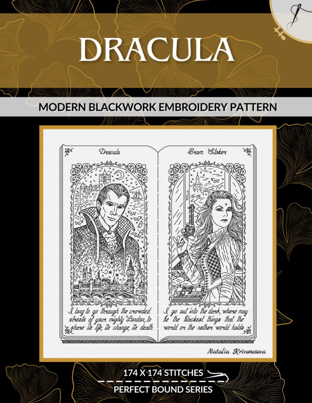 Dracula: Modern Blackwork Embroidery Pattern (Perfect Bound)