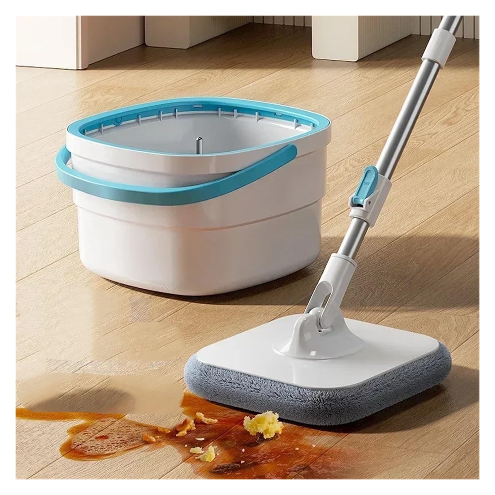 Microfibra Lazy Sin lavado de manos Compatible con piso flotante 360 ​​Fregonas Herramientas de limpieza del hogar Fregona de separación de aguas residuales de agua limpia con cubo(Standard 2 wipe)