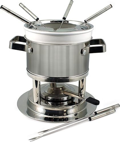 Miniatura 15 de Swissmar Biel - Juego de fondue chapado en cobre de 11 piezas, acabado martillado, ideal para cocinar aceite y caldo, perfecto para entretenimiento,