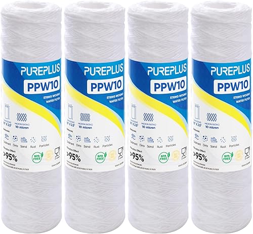 PUREPLUS Filtro de sedimentos para heridas de cuerda para toda la casa de 10 micrones de 10 x 2.5 pulgadas para agua de pozo, cartucho de repuesto