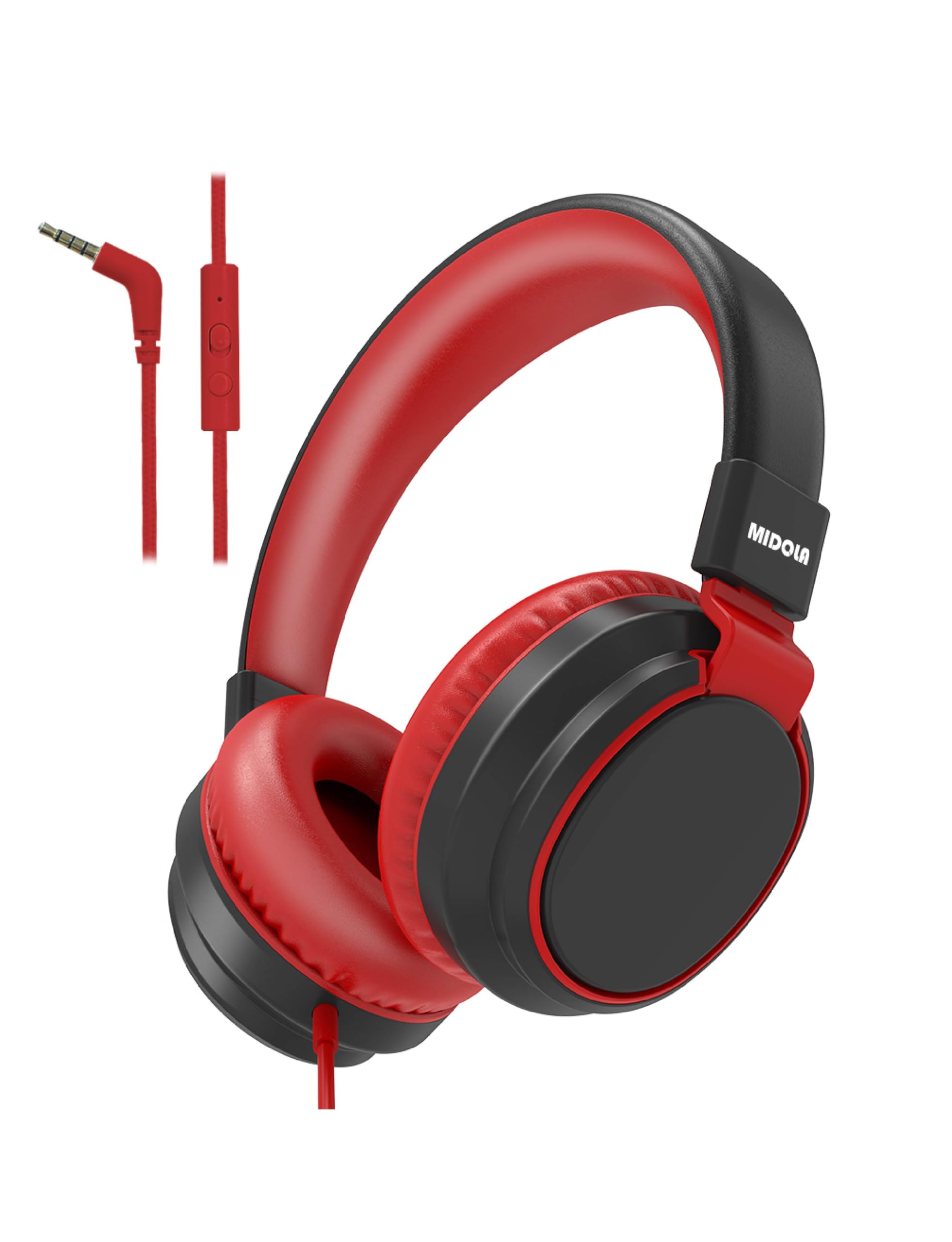 Volume Limited 85/110dB Kids Headphone Over-Ear/On-Ear Foldable Sound Noise Protection Headset with Inline AUX 3.5mm Cord w/Mic for Child School Cellphone Pad PC Notebook Black