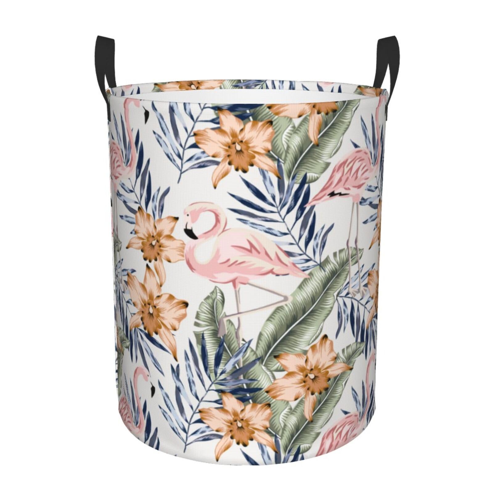 Laundry Basket Pink Flamingos Laundry Hamper Waterproof Idea Hampers Large Collapsible Baskets with Handle Suitable for Bedroom Bathroom Utility Room Kitchen