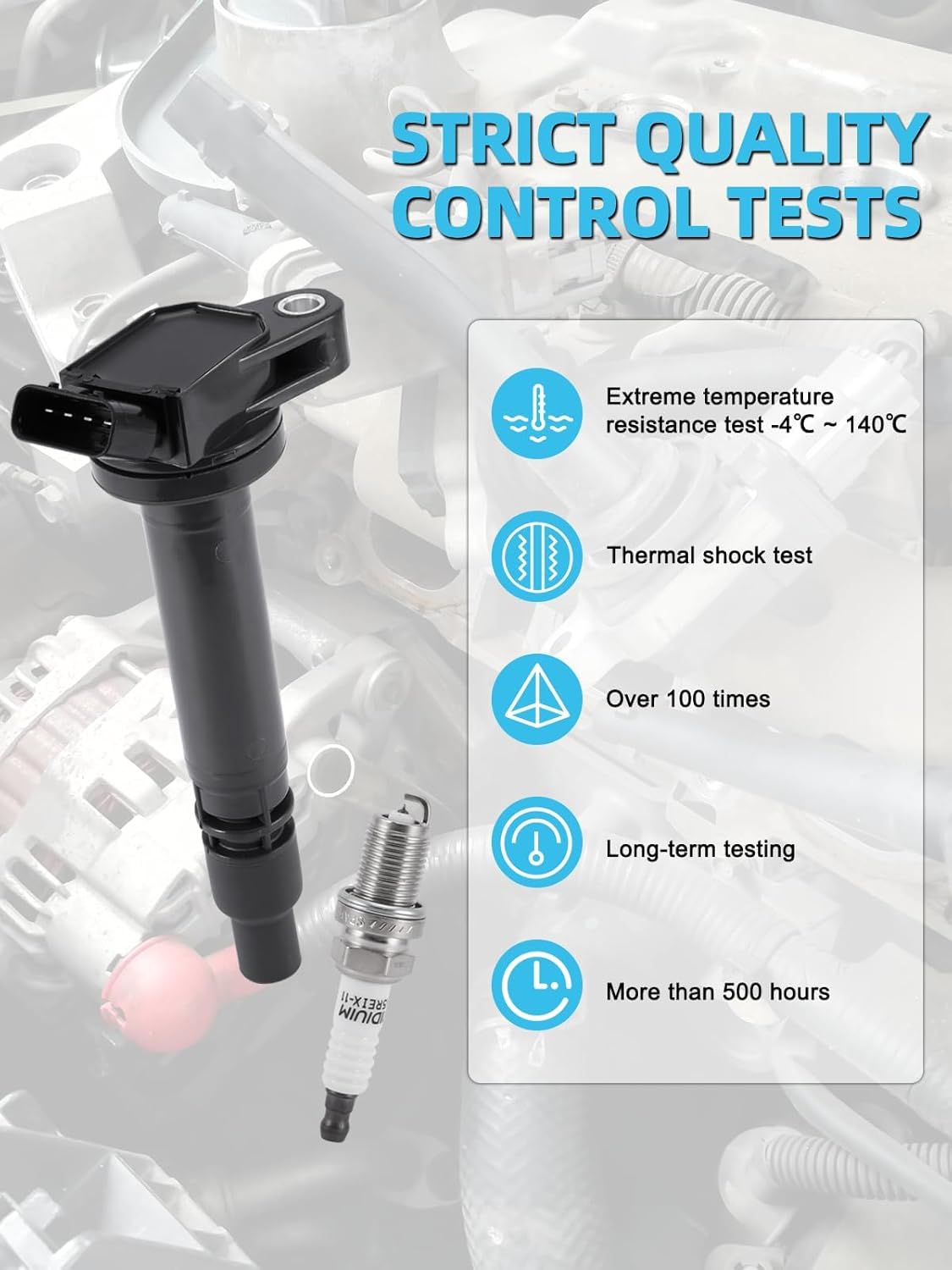 UF507 Ignition Coil Pack & Iridium Spark Plugs 4PCS (2.5L 2.7L L4) For Toyota Avalon 13-15,Camry 10-15,Highlander 09-15,RAV4 09-15,Sienna 11-13,For Scion tc 11-15,For Lexus ES300H 13-15