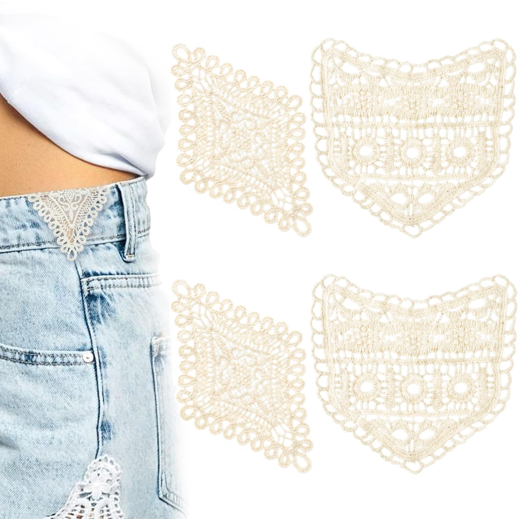 Lace Waist Extender for Jeans, Vintage Sewing Fastener Waistband Extenders