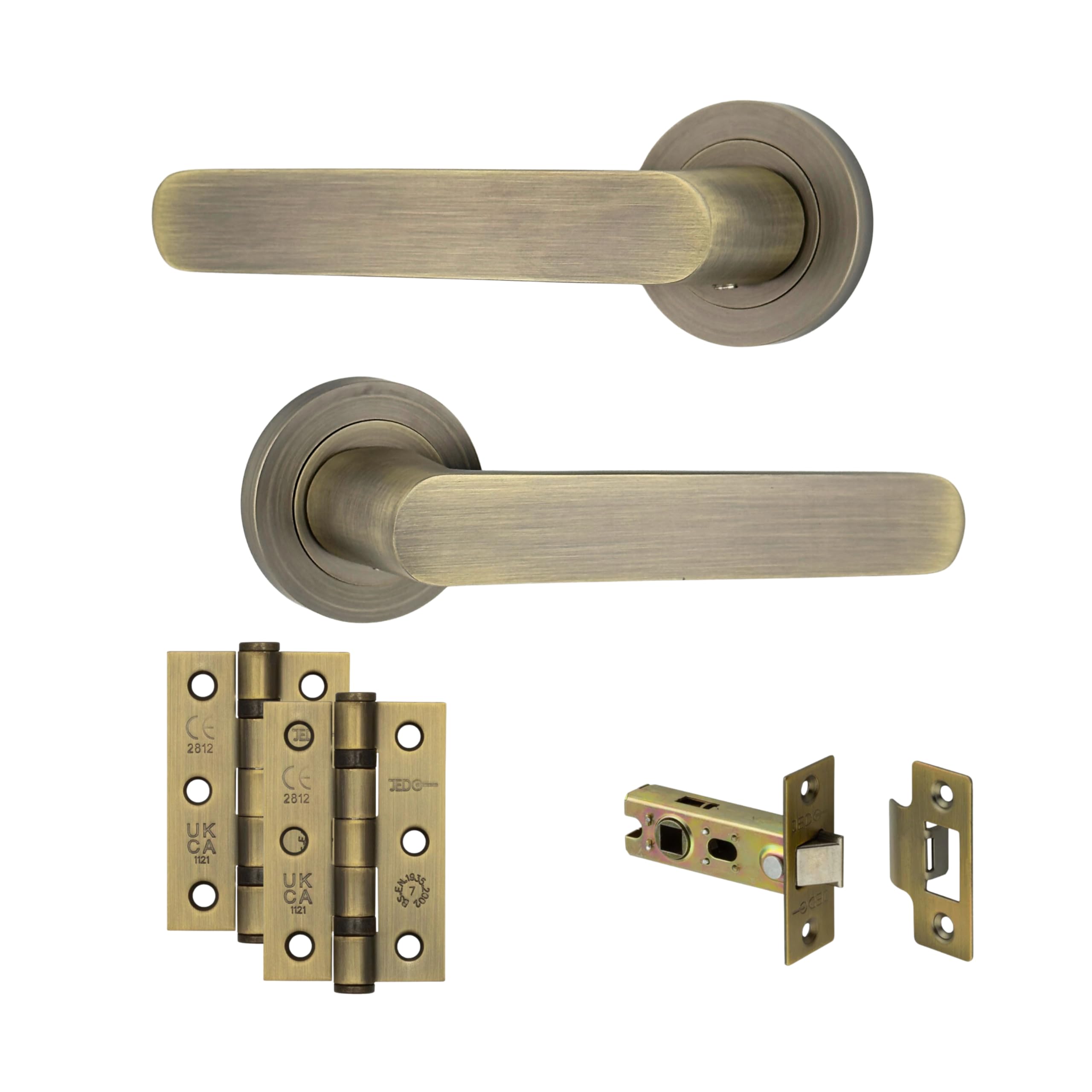AXS Hardware Axs Harlem Door Handles On RoseDoor PackLatch DoorAntique Brass from B&Q