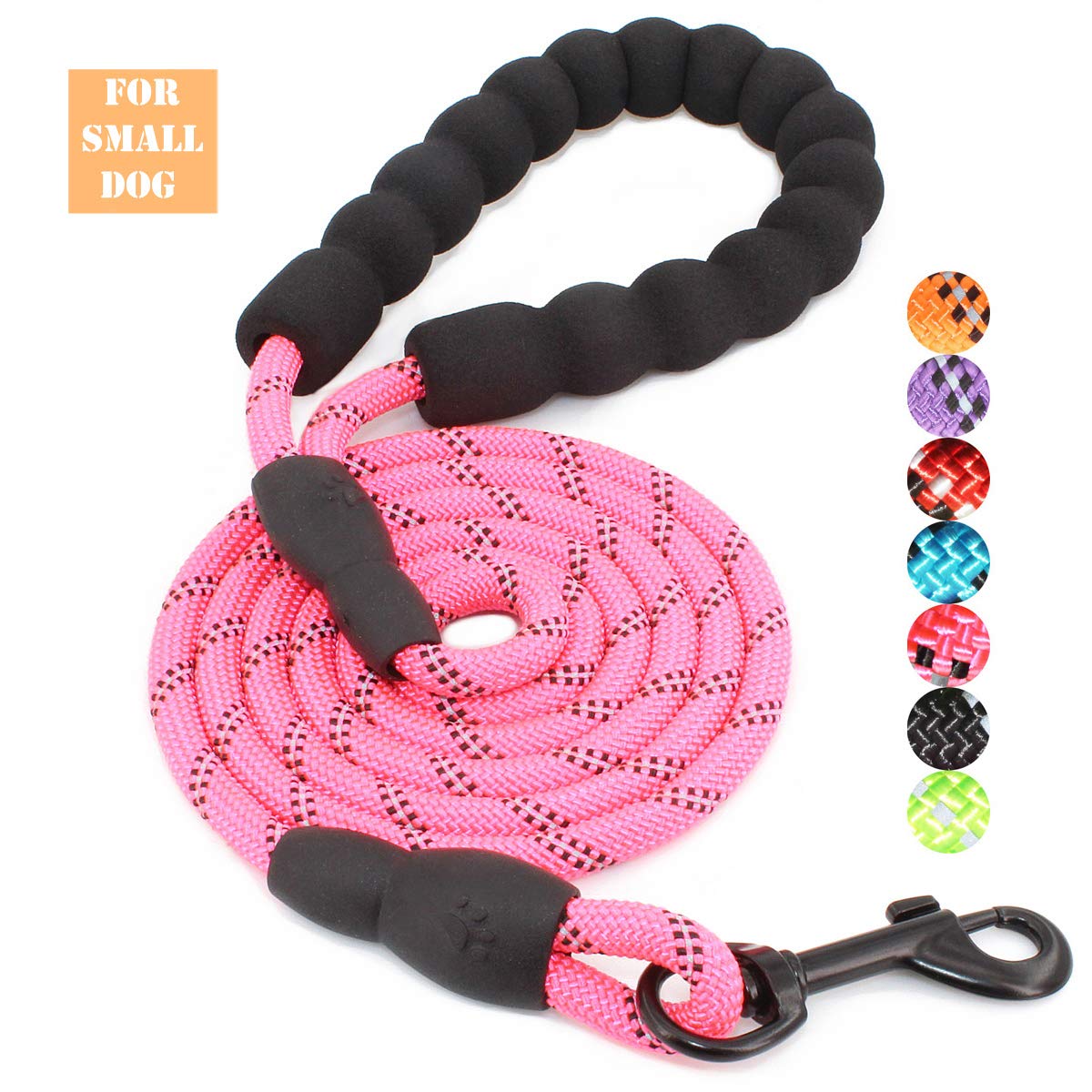 BAAPET 2/4/5/6 FT Dog Leash with Comfortable Padded Handle and Highly Reflective Threads for Small Medium and Large Dogs (5FT-1/3'', Pink)