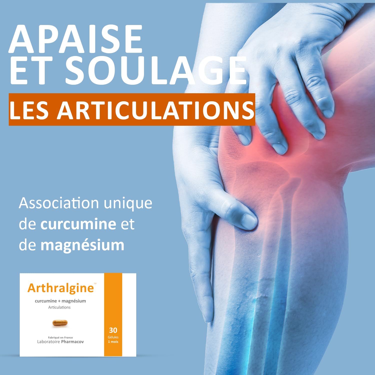 Articulations Douloureuses - Anti-inflammatoire naturel - Curcumine (curcuma) - Magnésium - - Fabriqué en France - 1 mois - NATURAFRANCE