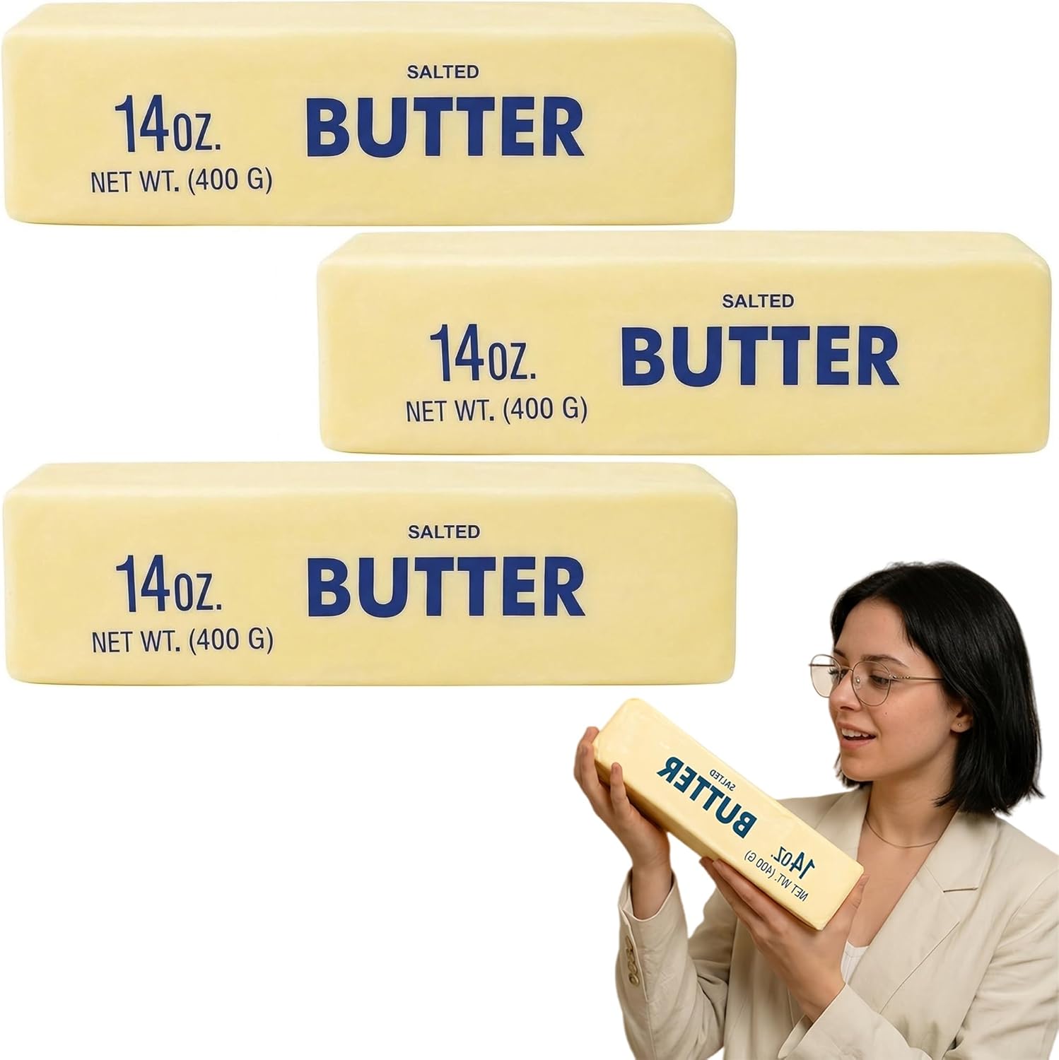 Giant Butter Squishy Jumbo Butter Stick Toy, 9.5/5.5 Inch Squeezy Butter Stress Relief Toy, 24/14oz Slow Rising Squishy for Adults Anxiety Relief (3, 9.5 Inch)
