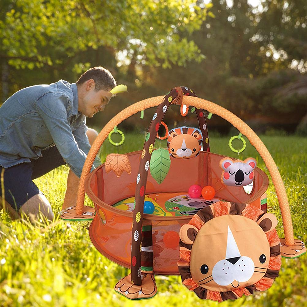 Tappetino da Palestra Multifunzionale per Bambini con Palline Oceaniche per Lo Sviluppo delle abilità Motorie (Leone)