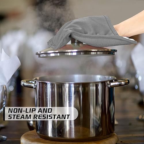 Miniatura 10 de HOMWE Soportes de silicona para ollas de cocina, juego de 2 salvamanteles, resistentes al vapor y al calor, almohadillas calientes para manos y