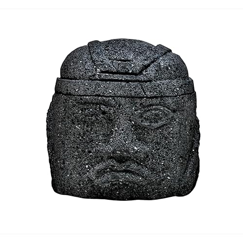 Olmeca - Mazo y mortero de cabeza hechos de roca de lava oscura, 7 pulgadas de ancho y 9 pulgadas de alto