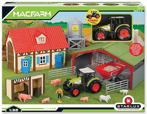 STARLUX - Grand Coffret Ferme complète avec Tracteur Claas Celtis 446 et Nombreux batiements avec Accessoires - Echelle 1/32 - Gamme Ferme - Dès 3 Ans - 802244 Cover