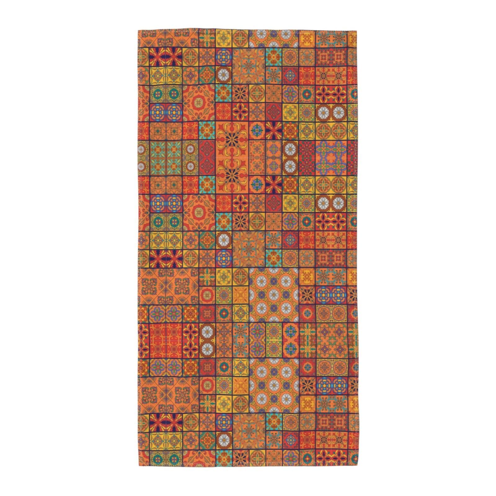 GaxfjRu Group of Moroccan Geometric Print Bathroom Hand Towels Home Soft Highly Absorbent Hand Towels for Bath Gym and Spa