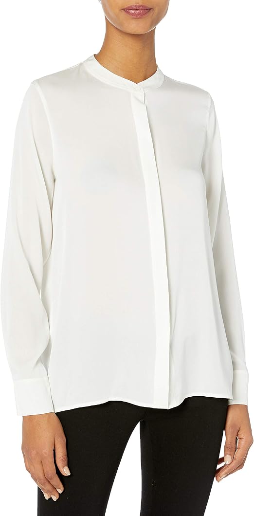 Vince Women's Collarless Blouse, Chalk 