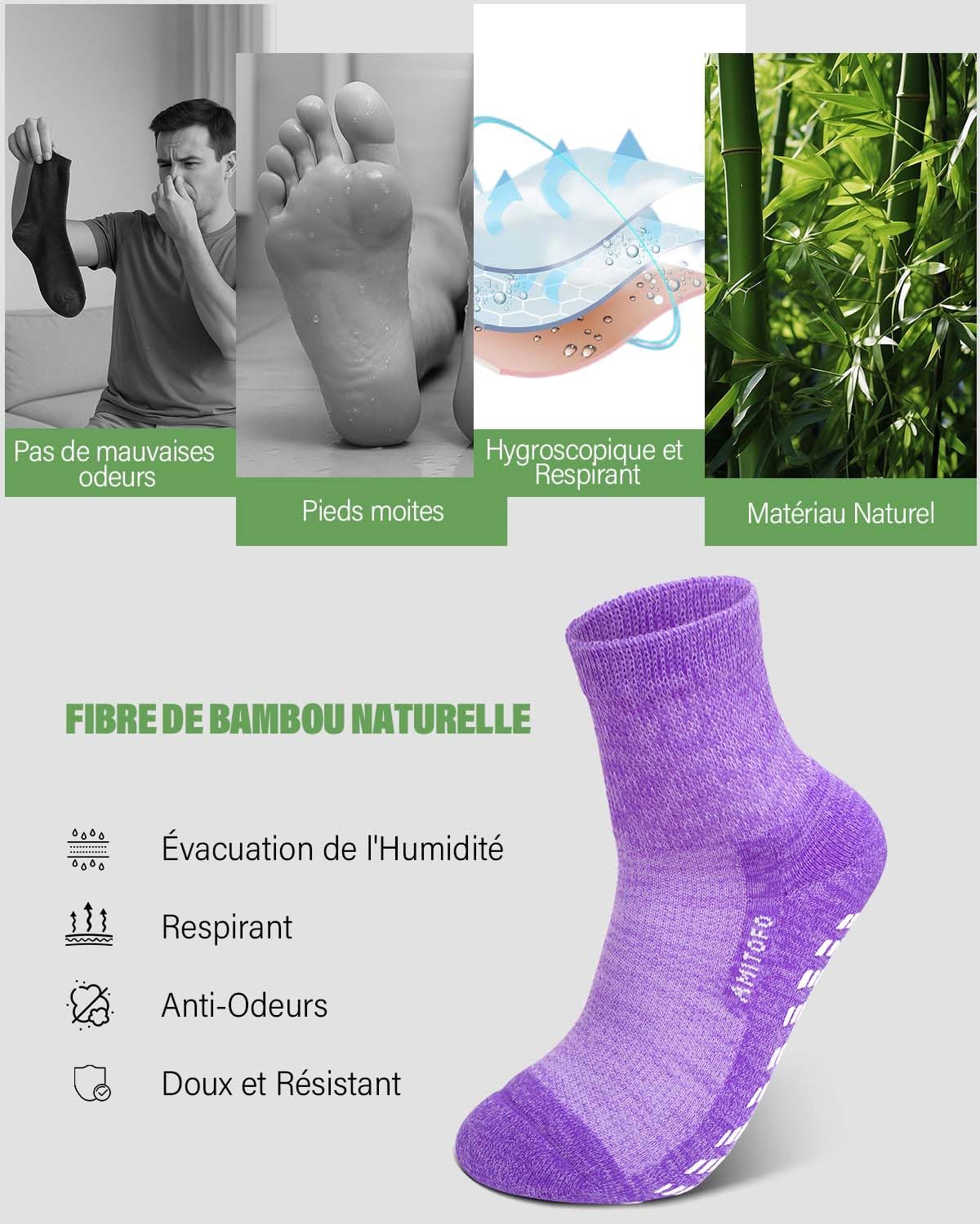 Chaussettes Diabétiques Antidérapantes Femme: Chaussettes de Bambou Extra Large Sans Elastique Sans Couture Homme Non Comprimantes Pieds Gonflés