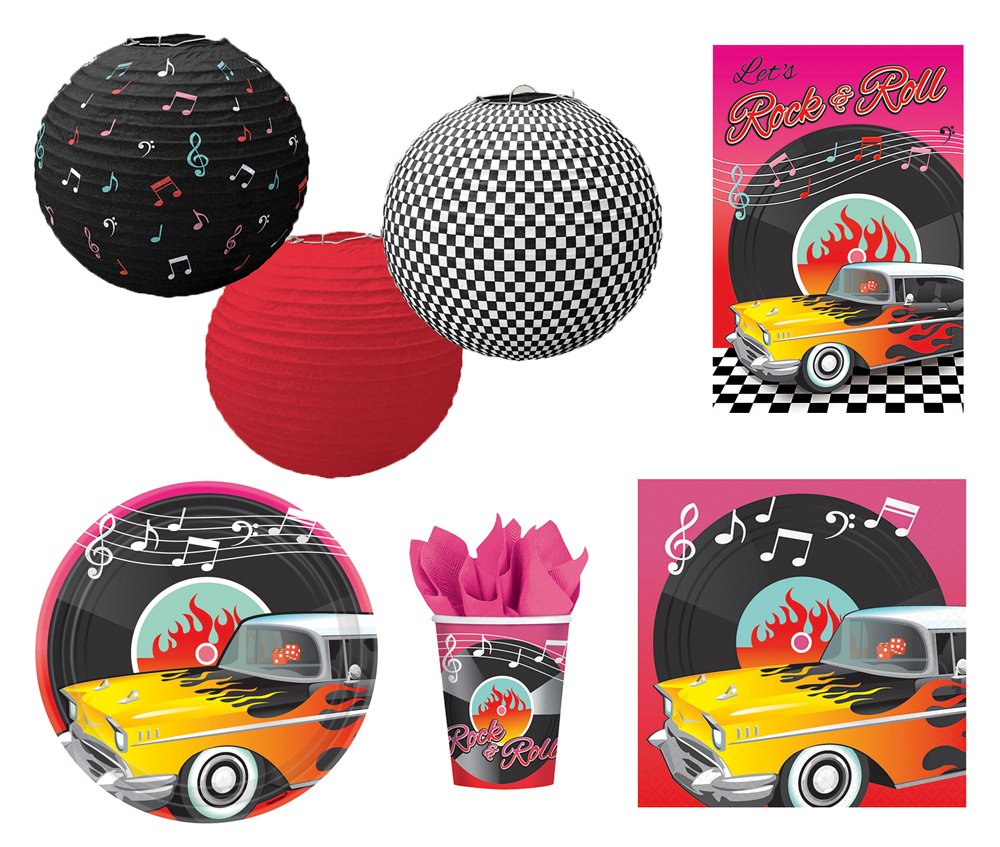 Nifty motyw 50-tych zaproszenia na przyjęcie z pieczęcią, papier, 15 cm x 10 cm, opakowanie 8 sztuk