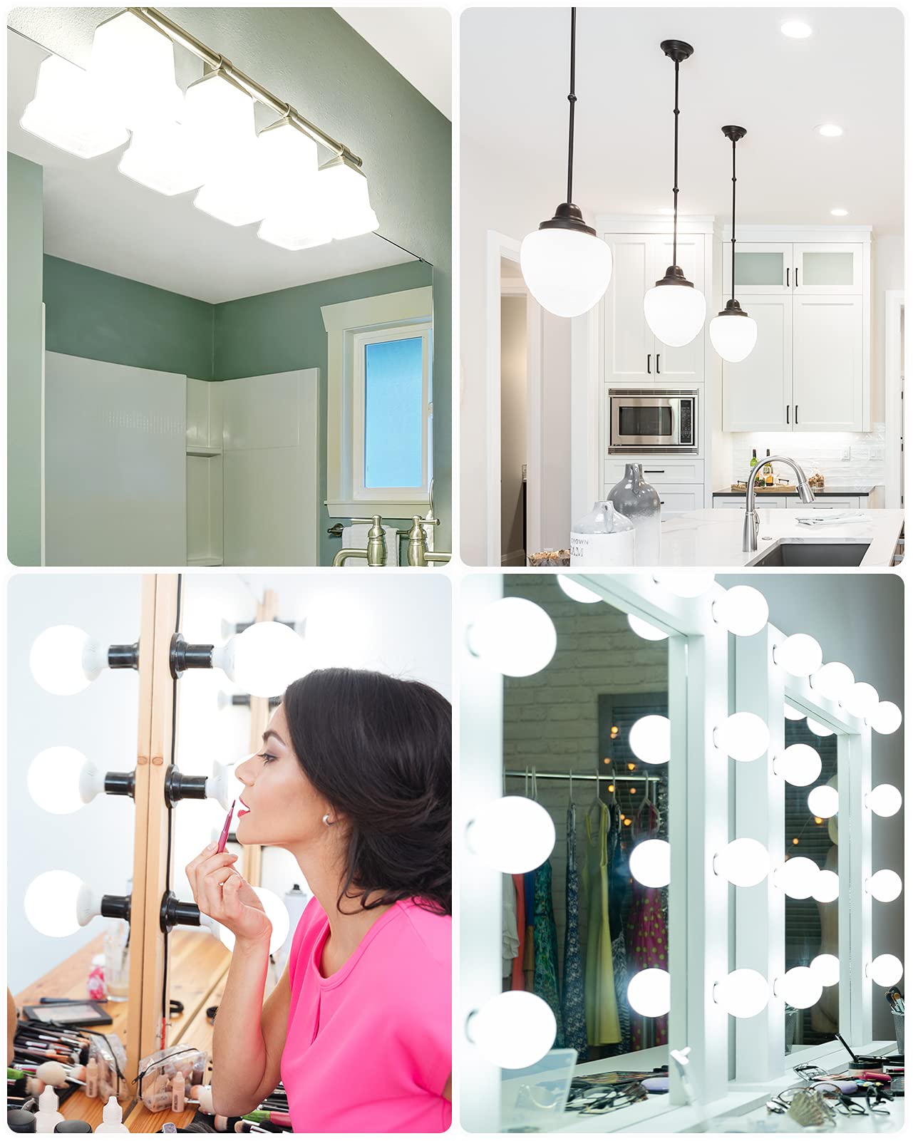 4 Pack Daylight LED Globe Light Bulbs for Bathroom 120V 60 watt Equivalent E26 Medium Base Non-Dimmable Vanity — view 7