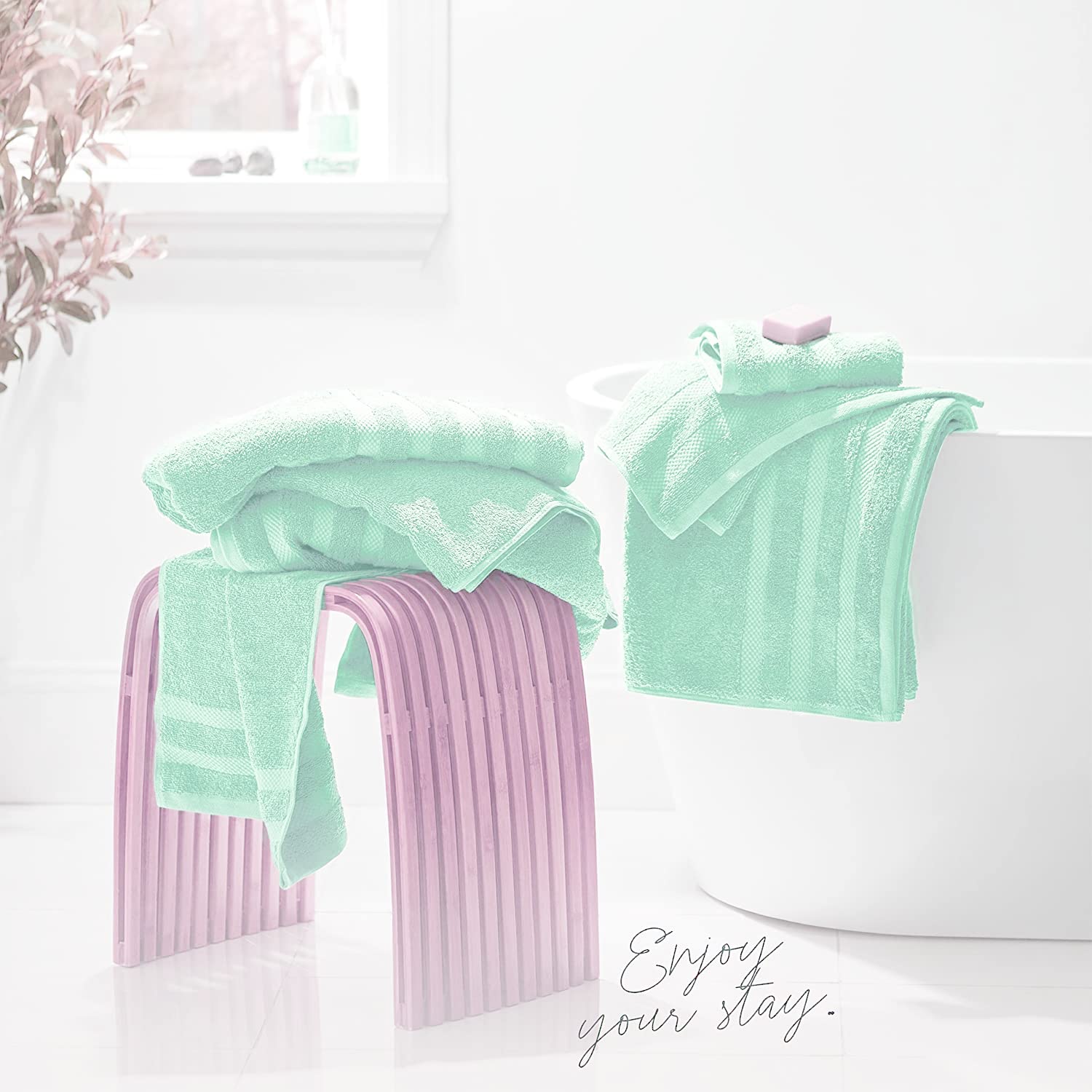 Confezione da 2 lenzuola extra large (100 x 200 cm-600 GSM) in puro cotone egiziano per bagno, spiaggia, piscina (Aqua, Cotone)
