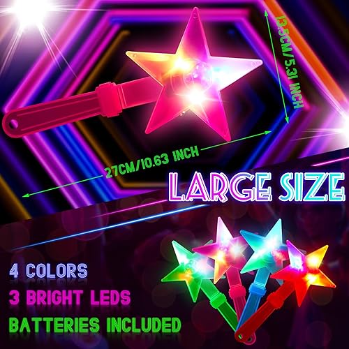 Miniatura 2 de 20 piezas de 10.6 pulgadas con luces LED de estrella, iluminadas en forma de estrella, hacen ruido que brillan en la oscuridad, suministros de