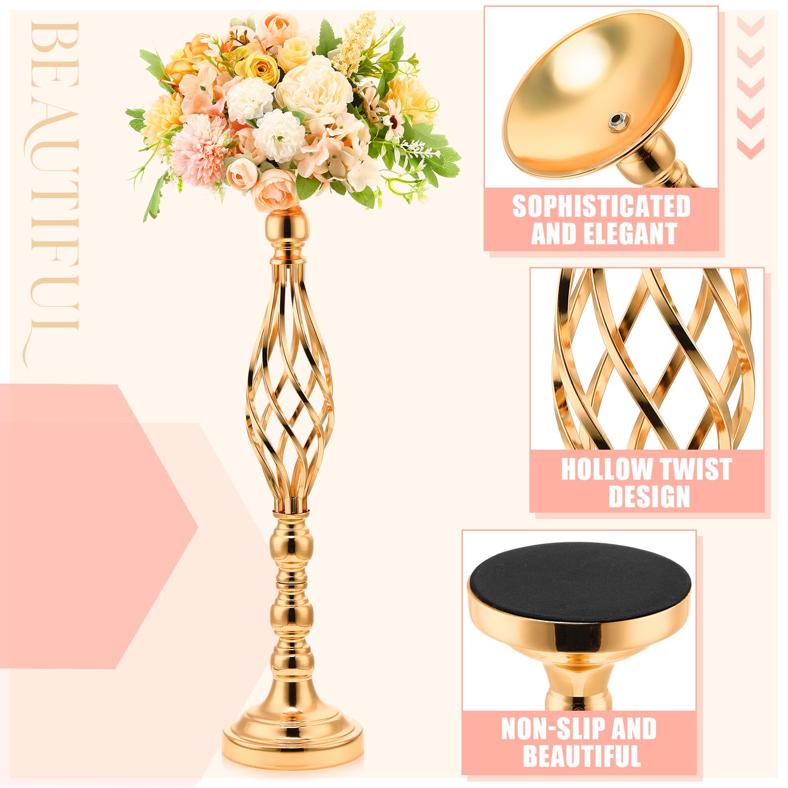 Rtteri 10 pezzi grandi centrotavola per matrimoni, decorazioni da tavolo, in metallo, per composizioni floreali, eleganti vasi per fiori, portacandele per matrimoni, ricevimenti, feste, eventi, hotel