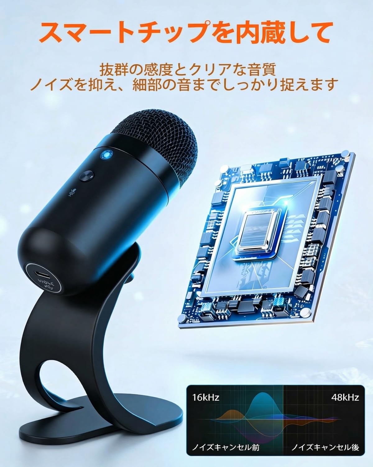 【日本限定・技術革新】 Zyrvox PCマイク usb コンデンサーマイク 高感度 USB PCマイク 卓上 無(全) 指向性 ワンタッチミュート プラグアンドプレイ 360˚全方向集音 小型 有線タイプ ゲーミング テレワーク 会議用 配信用 録音 ゲーム実況 ボイズチャット 携帯電話 パソコン PS4・5 / Windows/Mac対応 日本語説明書付き - 3