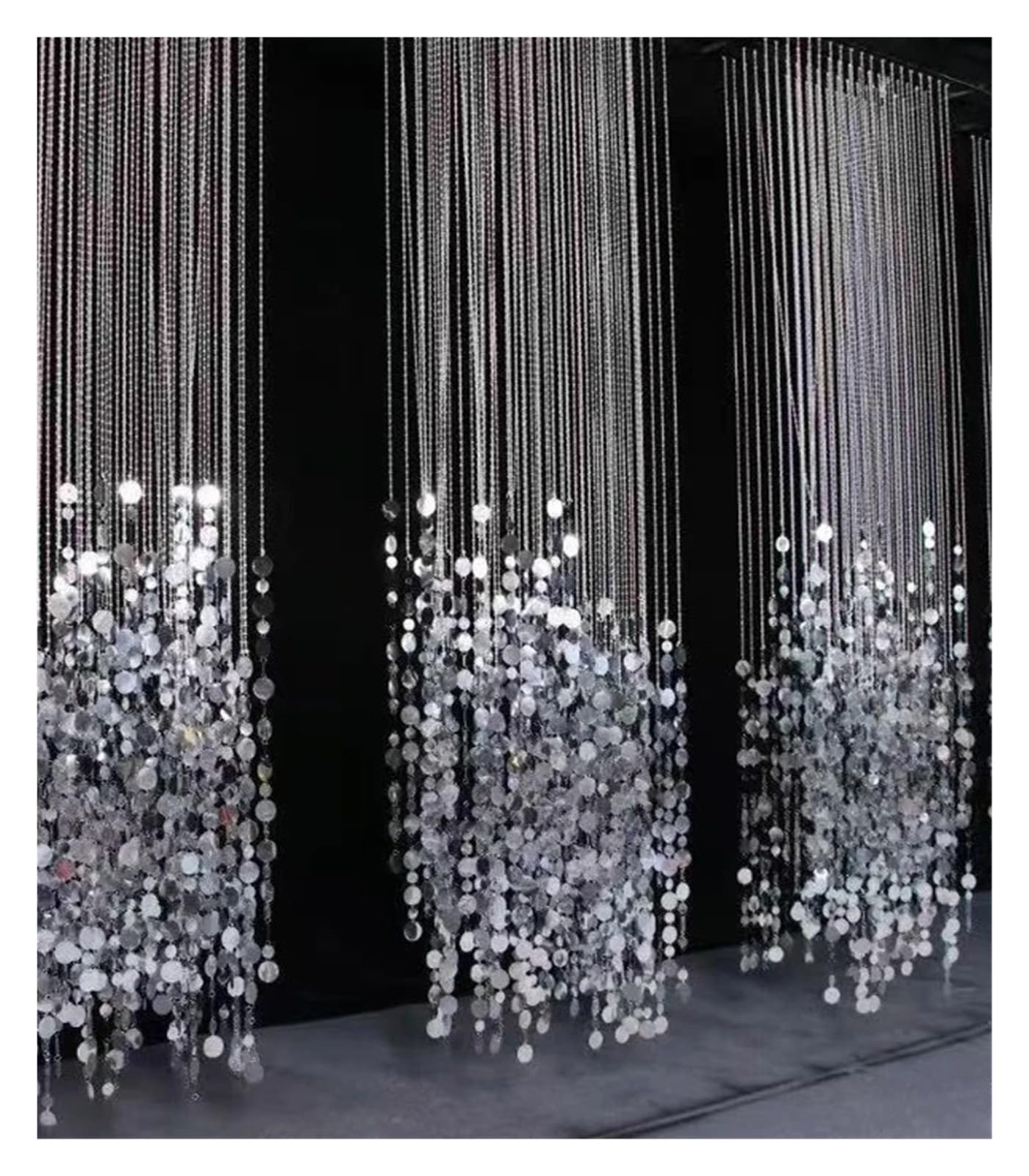 Cortina de cuentas cristal acrílico, decoración colgante lentejuelas plateadas | Cortina cuentas cristal acrílico, decoración colgante lentejuelas plateadas, arreglo jardín for salón banquetes boda