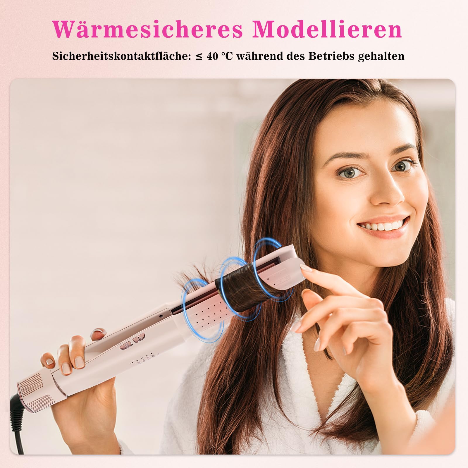 2-in-1 Lockenstab & Haarglätter mit Kaltluft, Negativ-Ionen