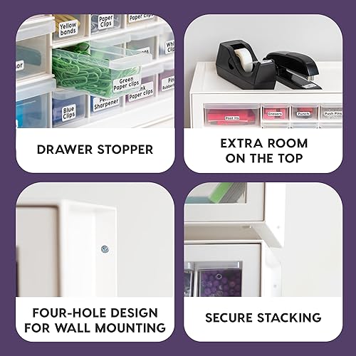 Miniatura 4 de IRIS Armario de almacenamiento apilable de 36 cajones de EE. UU. para piezas de hardware, manualidades y juguetes, color blanco