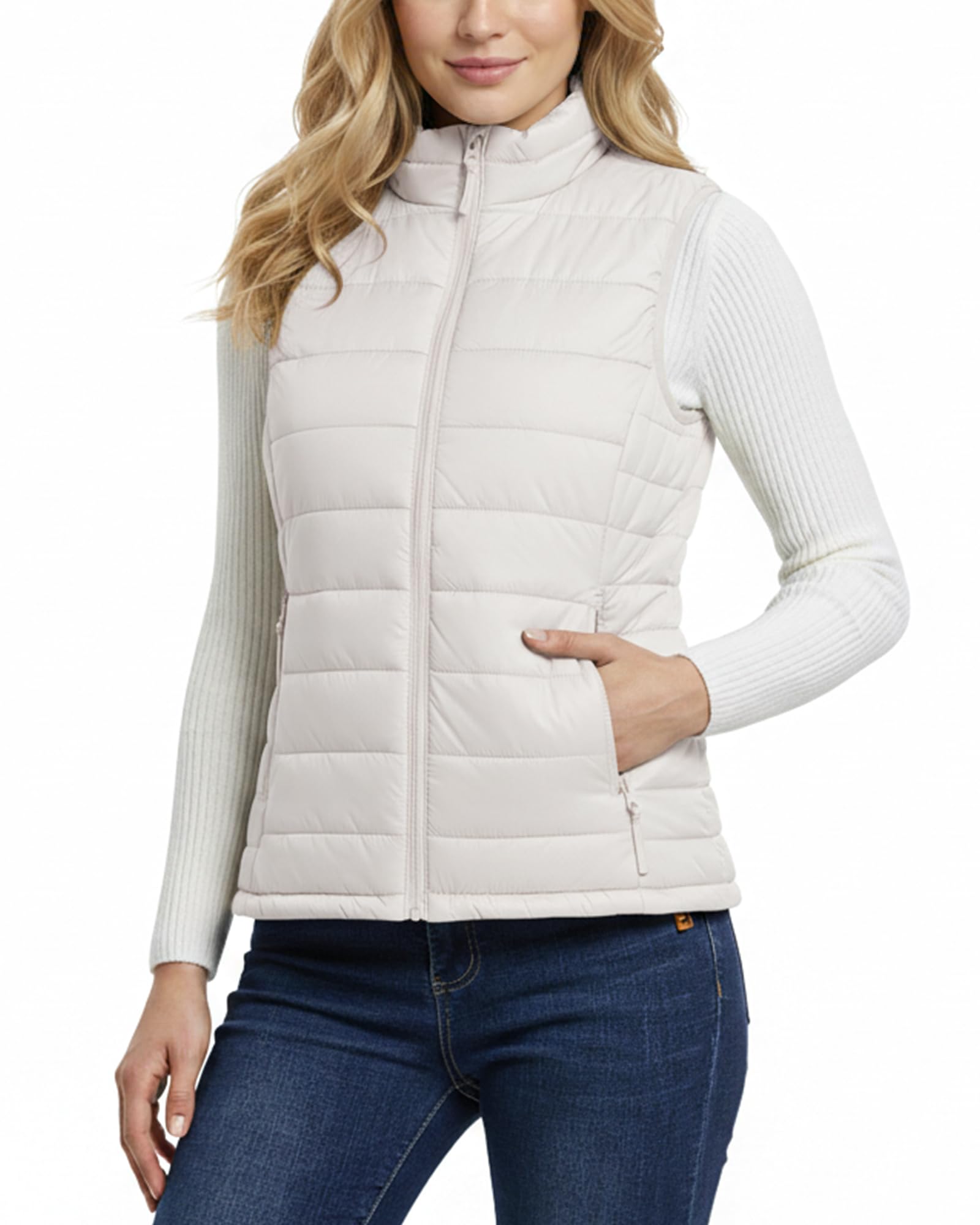 Outdoor Ventures Damen Steppweste Packbare Übergangswesten Gefütterte Hybrid Sportweste Frau Warmer Bodywarmer Fahrradweste mit Stehkragen für Wandern Camping