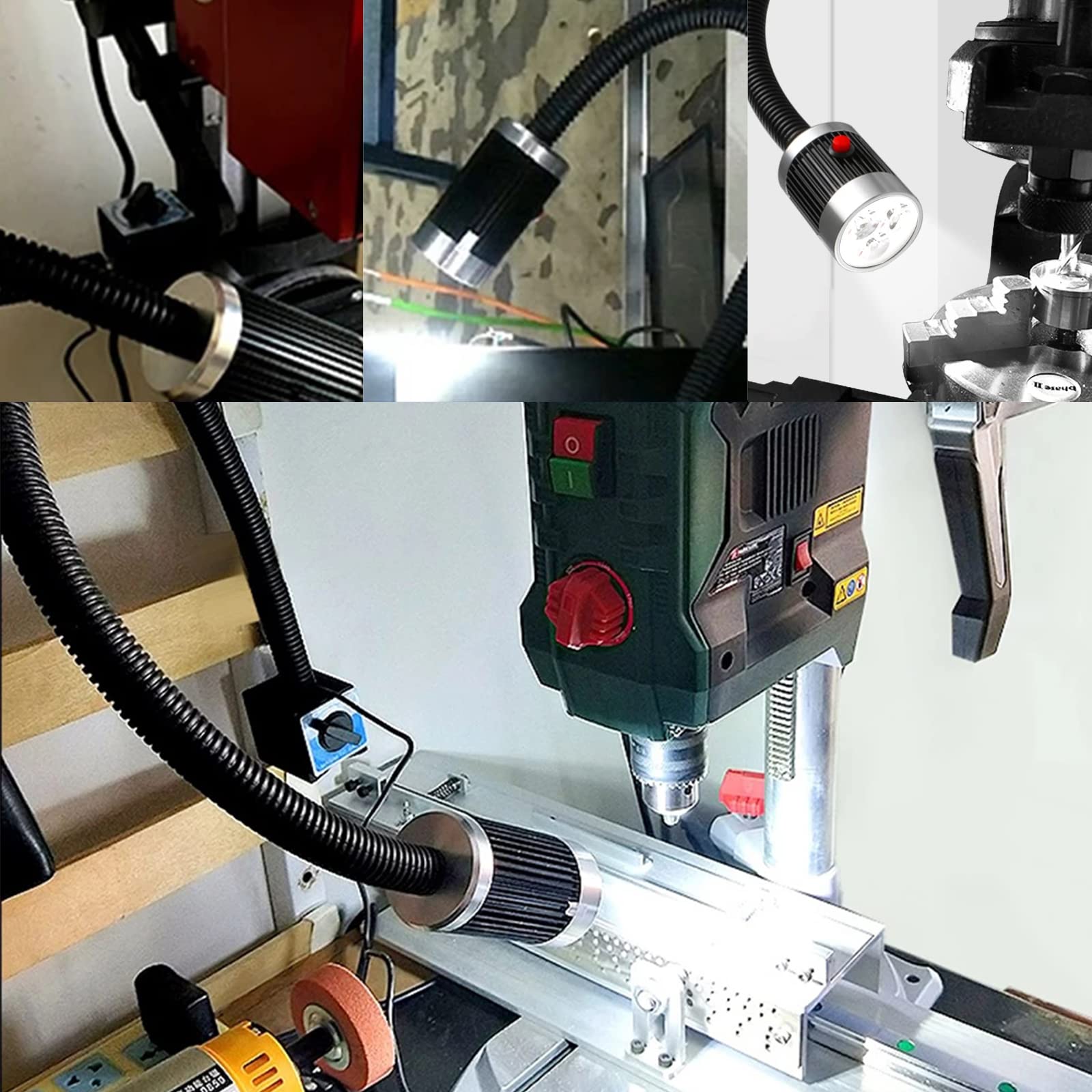 Luce flessibile a collo di cigno, 900 lumen LED luce di lavoro con base fissa per tornio CNC fresatrice macchina da cucire industriale banco da lavoro artigianale strumento di illuminazione lampada a