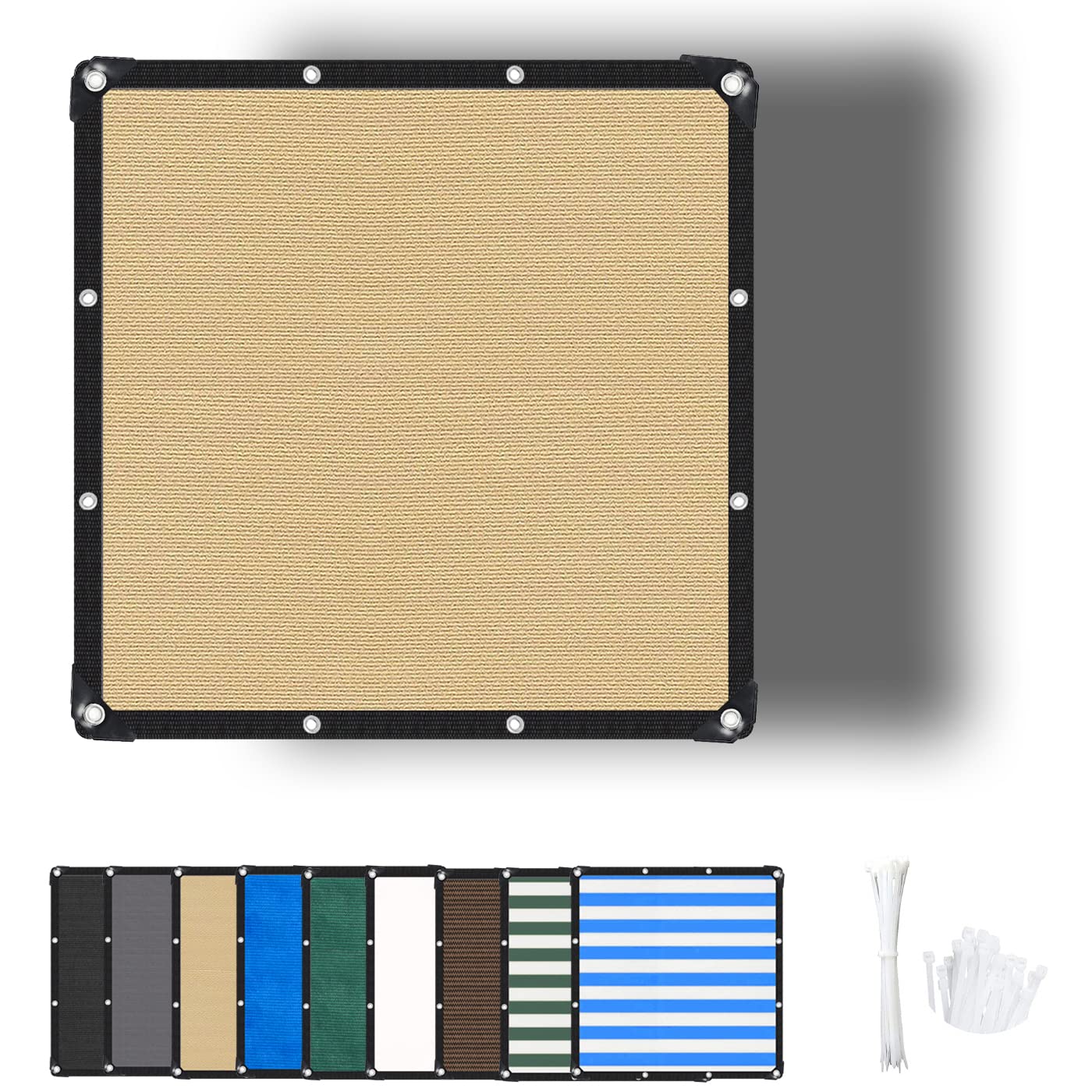 ZHhan Garden Sun Screen Fabric Shade Net Outdoor Fence Netting Screening, Backyard, Patio, Balcony, Includes Cable Ties 8 Days Delivered 9 Colors 195 Sizes — image 1