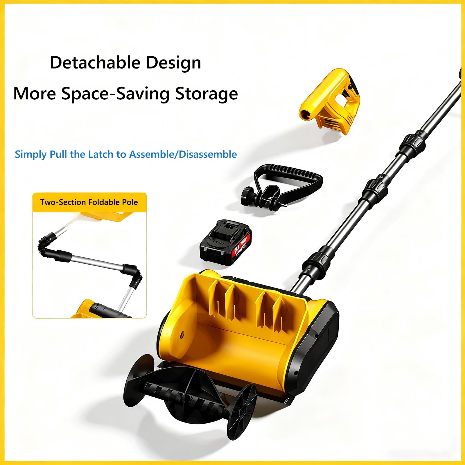 Spazzaneve elettrico 20V,Neve bagnata/pesante,Senza fili con portata di 25 piedi e pulizia in profondità di 12 pollici,Lanceneve per viali/passeggiate/terrazze(2x20V)