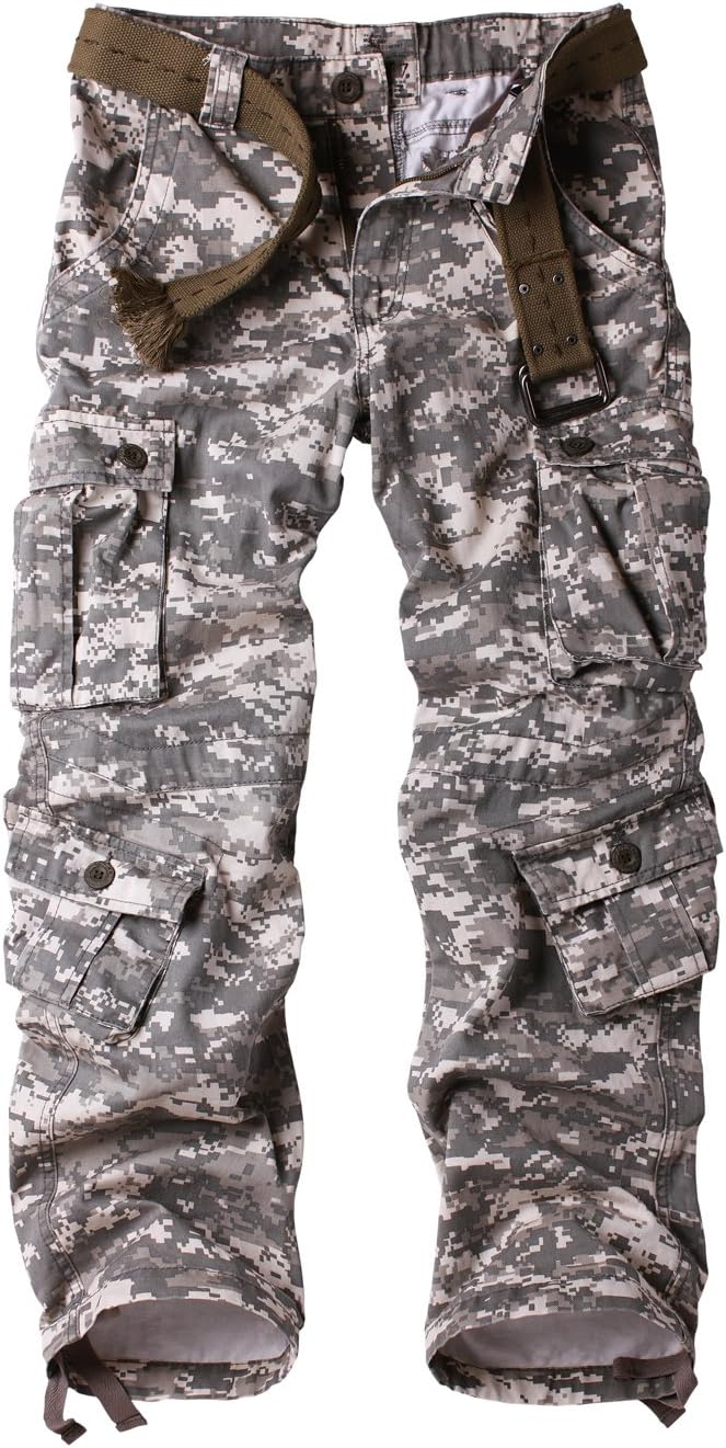 AKARMY Men's Casual Cargo Pants Military Army Camo Pants Combat Work Pants with 8 Pockets