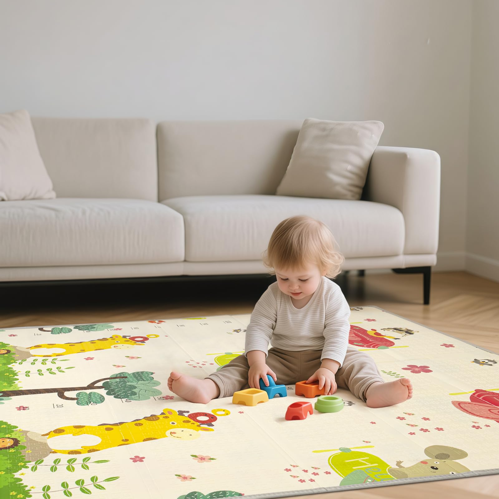 Baby Play Mat, Foldable Baby Playmat Reversible Waterproof Large Foam Soft Crawling Floor Playmat Non Toxic Portable Floor Mat| Ideal for Bedroom, Nursery & Playroom 150x180cm — view 4