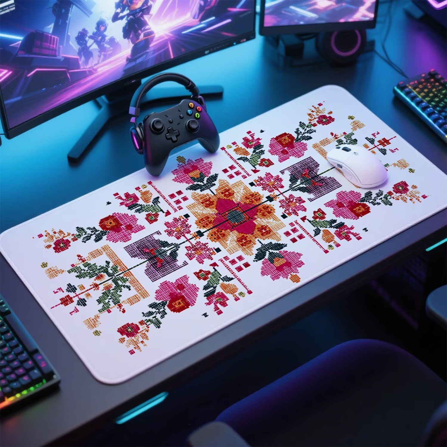 Biała podkładka pod mysz pod mysz pod mysz do gier XXL 1200 x 600 x 3 mm podkładka pod mysz czeska duża podkładka pod mysz dla graczy wodoodporne akcesoria PC, do klawiatury laptopa w-10259