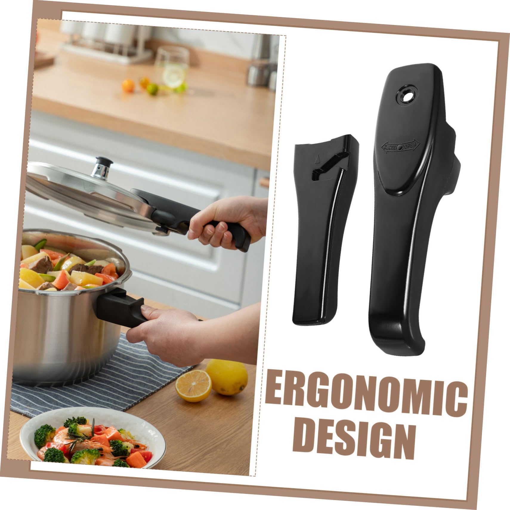 Cabilock 3 Pares Mango de Tirador Cocina Mango Duradero Mango de la sartén a presión Mango de Utensilios de Cocina de Repuesto empuñadura Juego de ollas Asas de Cocina WPC