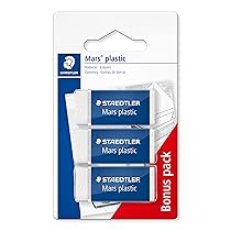 Staedtler Mars Plastic – Mini Gomme da Cancellare, Set Cancelleria Scuola Università e Ufficio, Gomma da Cancellare Ideale per Materiale Scolastico e Cose per la Scuola, Cancella Facilmente – 3 Pezzi