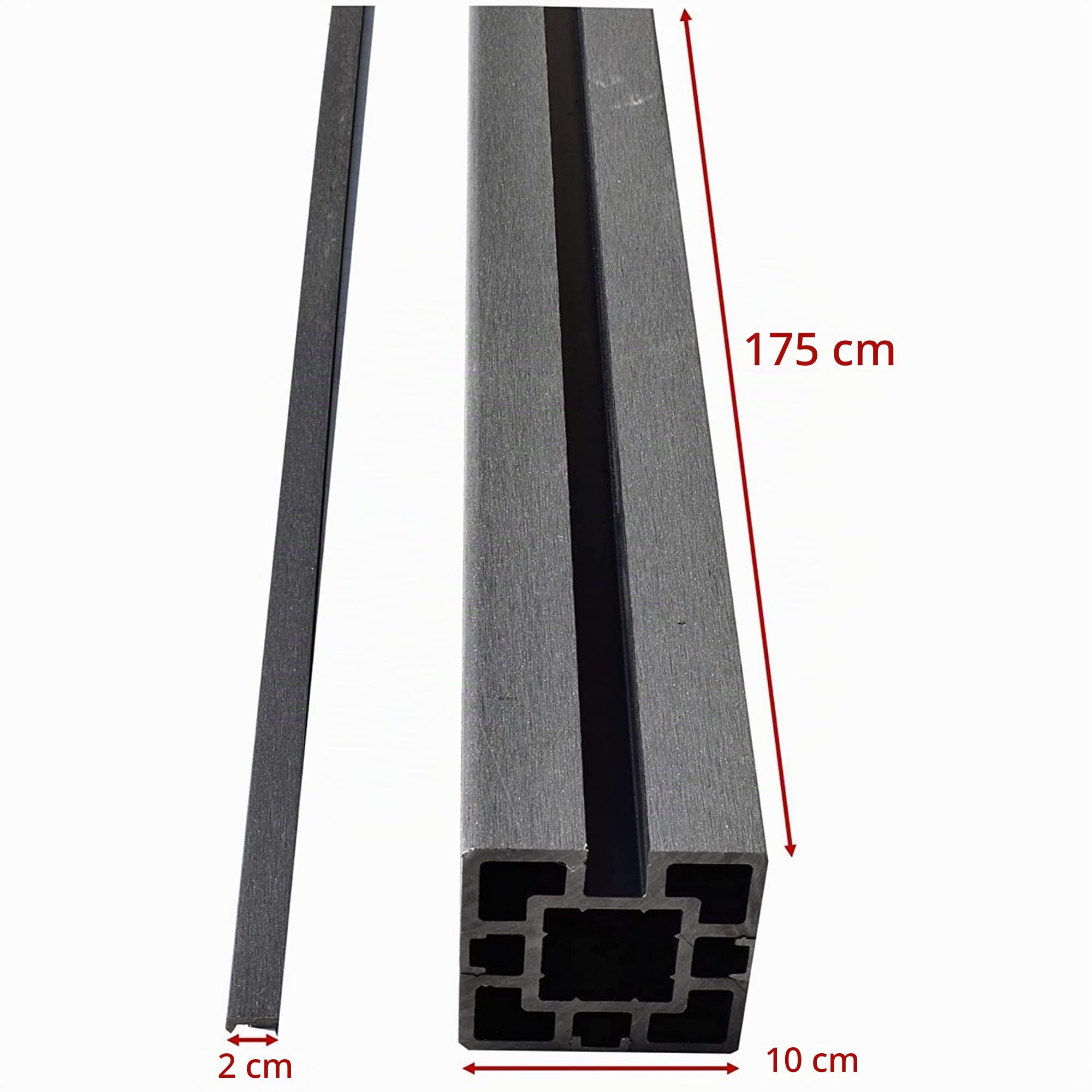 Brise Vent Vue Ou Départ De Cloture De Jardin Palissade Exterieur En Composite Occultant Clostra Formant Un Panneau De 178 Cm De Largeur X 175 Cm De Hauteur Poteaux Noir Lame Grise Anthracite