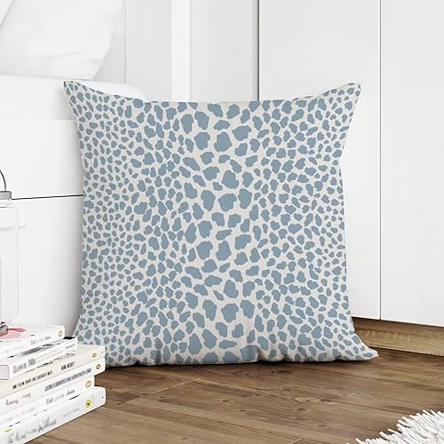 Miniatura 5 de Funda de almohada con estampado de leopardo y guepardo azul claro, funda de cojín a rayas de animales africanos, funda de almohada rústica para