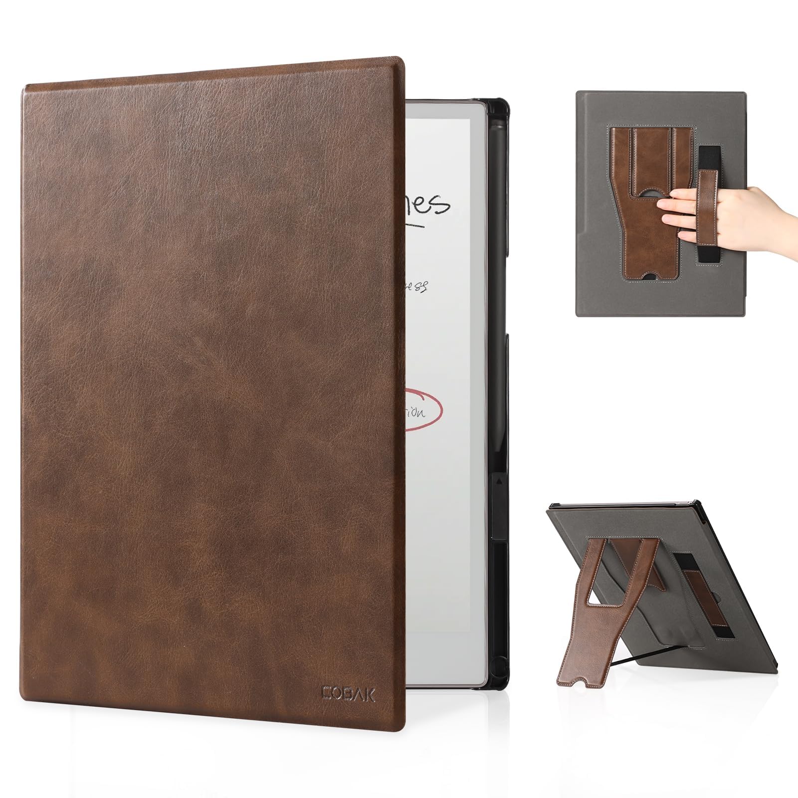 Photo 1 of CoBak Stand Case for Remarkable Paper Pro Tablet 11.8" with Hand Strap - Auto Sleep/Wake Folio Lightweight Protective Cover with Pen Holder and Nibs Holder for 11.8 inch 2024 Released Ver (Brown)