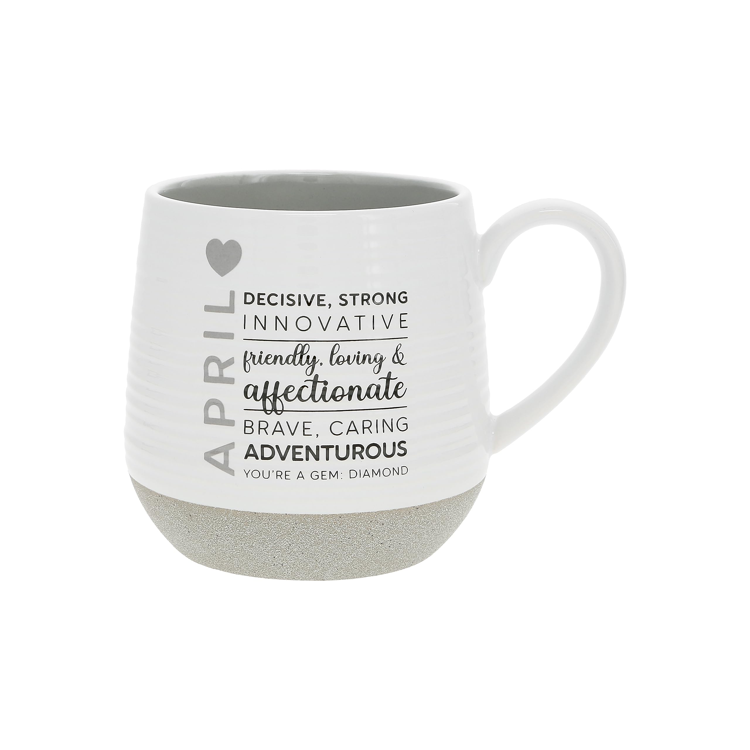 Pavilion Gift CompanyApril 17 oz. Mug, Astrology gifts, Stoneware Ceramic Coffee Mug with Astrological Sign, Silver