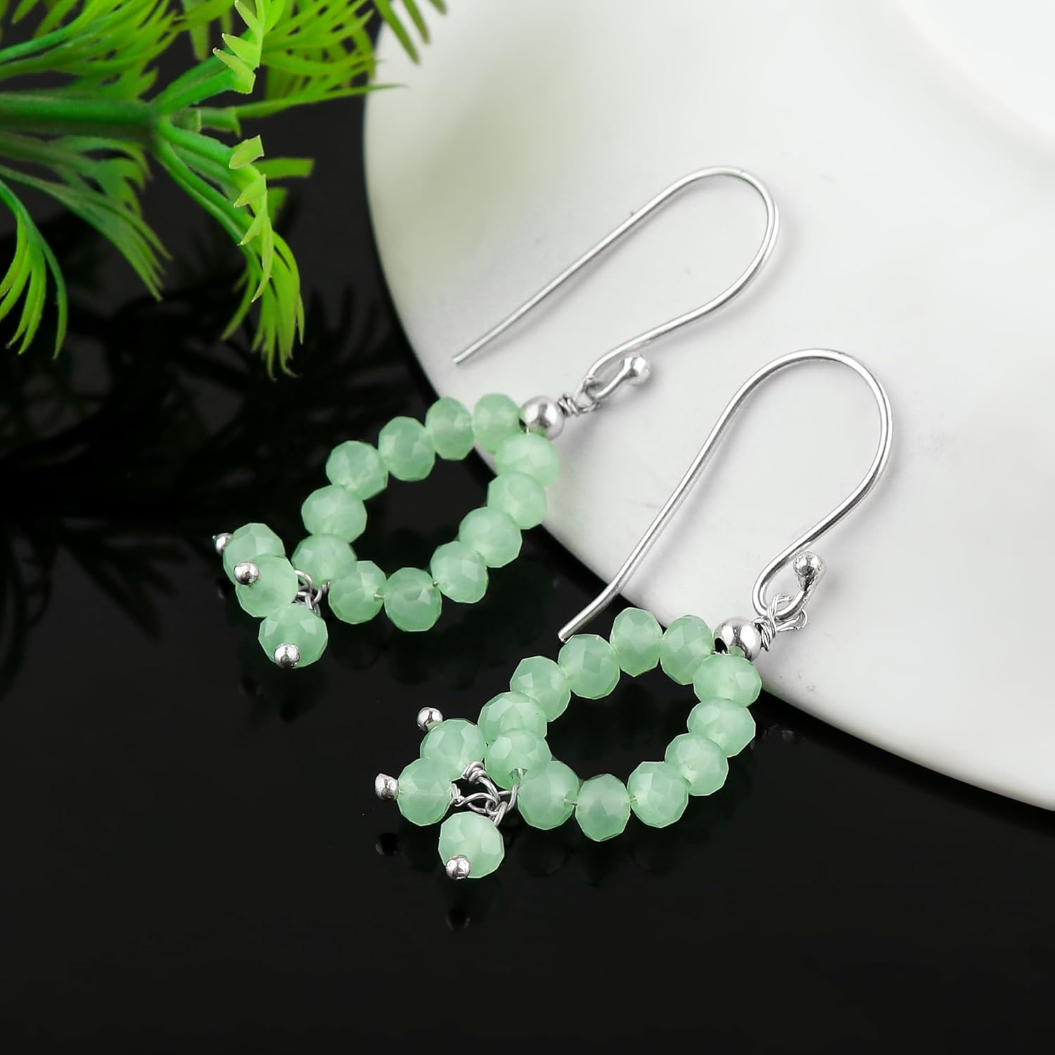 Gemstone Dainty Earrings - AAA Grade Beads Stones, Silver Plated Handmade Hoop Jewelry, Chakra Crystals, Birthday Anniversary Earrings Gift for Women - Image 4