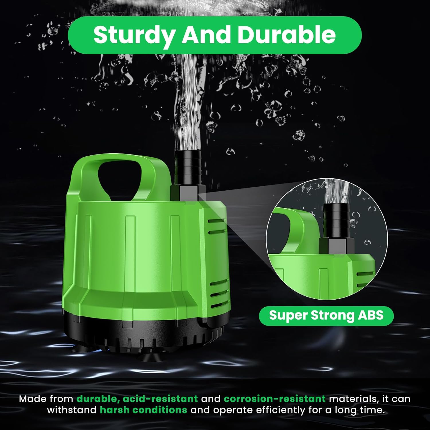 Pool Cover Pump Above Ground,1/6 HP 1050 GPH Submersible Water Pump with 10FT Hose,23FT Power Cord & 2 Adapters,Portable Water Removal Pump Suit for Swimming Pools, Aquariums & Ponds Draining