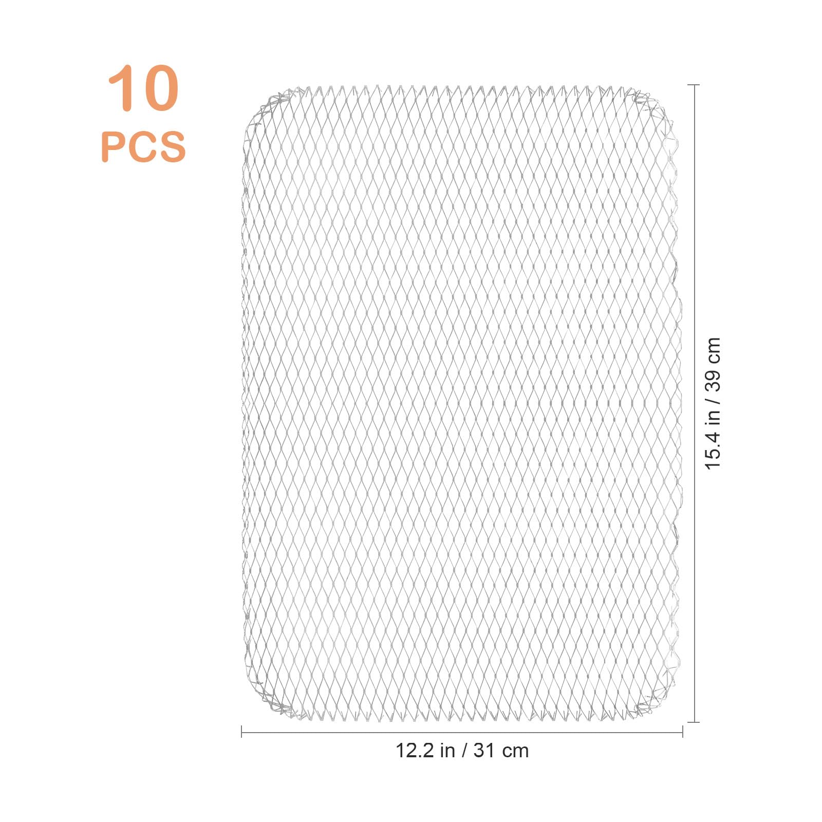 BESPORTBLE Grill Topper: 10 Pack BBQ Disposable Grill Toppers Mesh Grilling Mats for Outdoor Aluminum Disposable Barbecue Grate Liners - Prevent Food from Falling, 15.2x12.09 Inch
